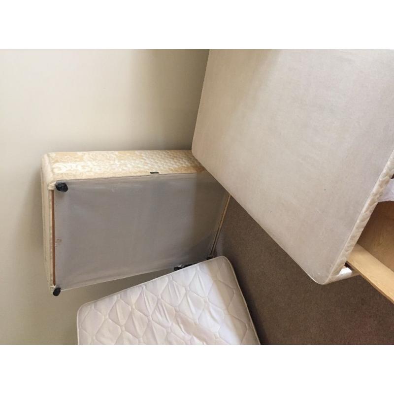 Two part double bed with draws