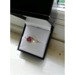 9ct gold ruby and diamond ring