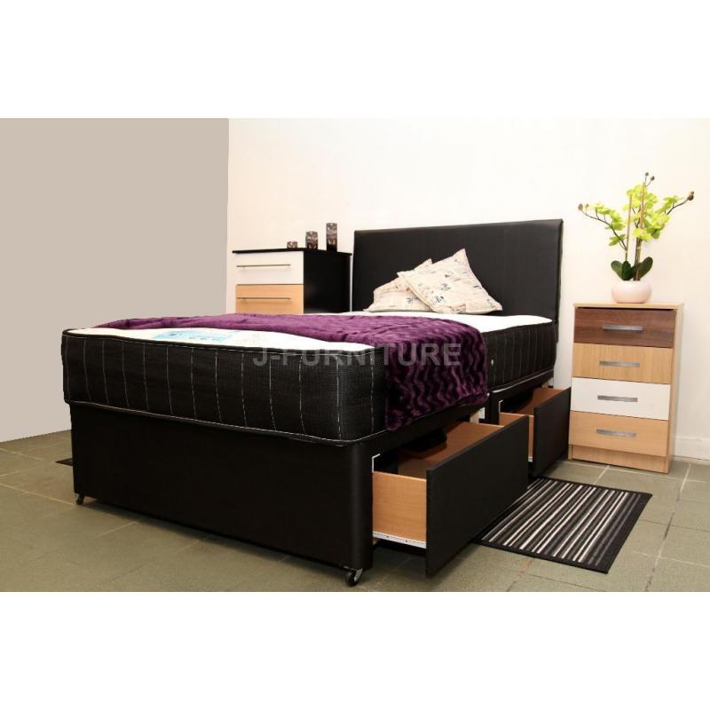 New Stock! Divan Bed Base In All Sizes With Any Type Of Mattress.Best Deals Online!Headboard Storage