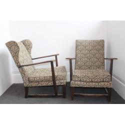 Pair of Vintage 1930's Antique Oak Armchairs William Morris or Parker Knoll Retro Chairs VGC