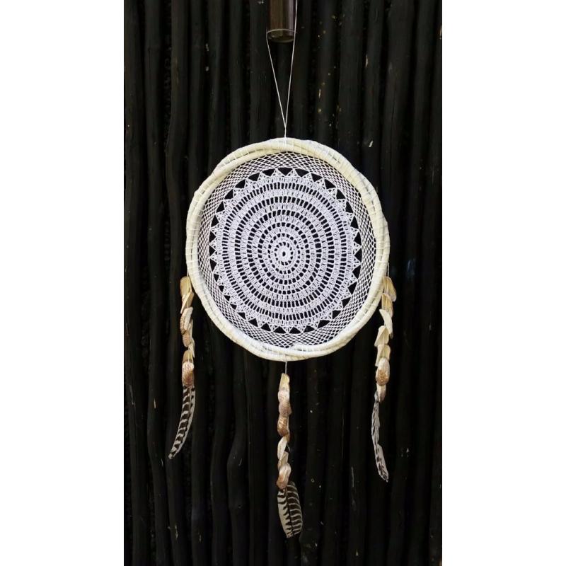 Handmade Large Mexican Mayan Dream Catcher White