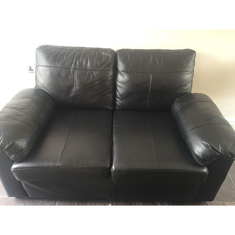 Black 2 seater leather sofa