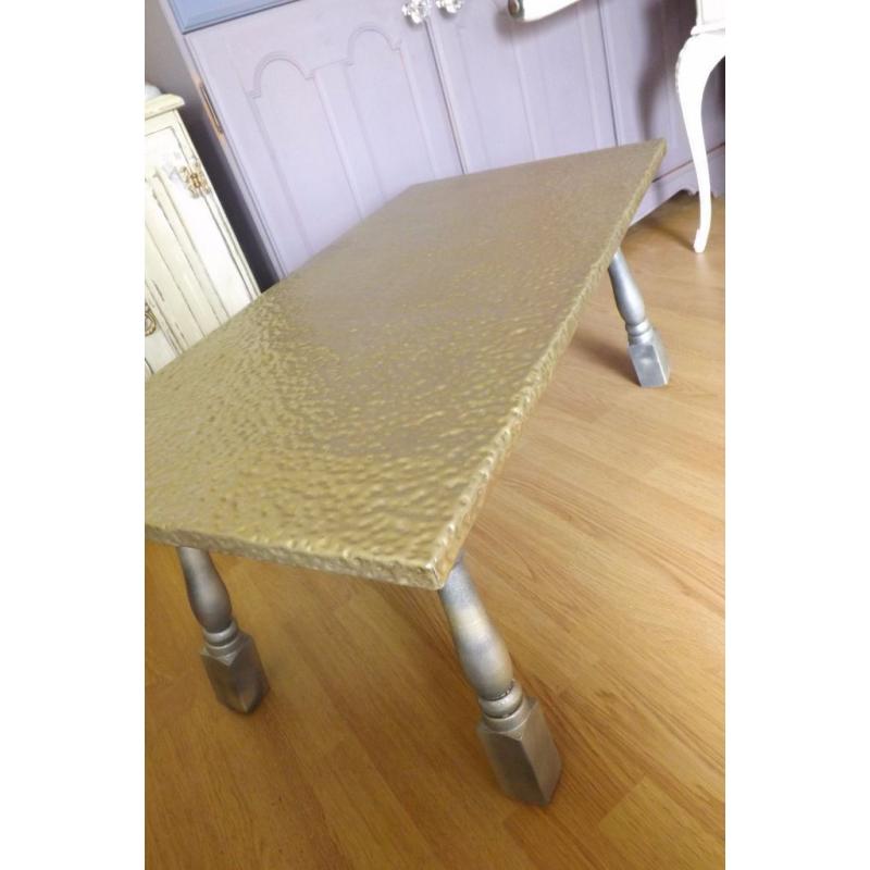 Lovely Solid Vintage Retro Shabby Chic Black & Gold Finish Coffee Table