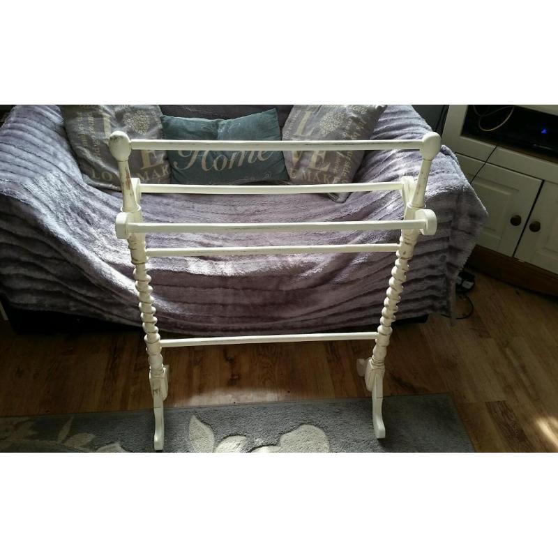 Shabby chic solid pine vintage towel rail