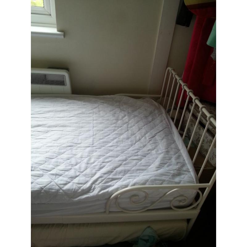 IKEA Ext bed frame with slatted bed base, white with matterss. condition is good....................