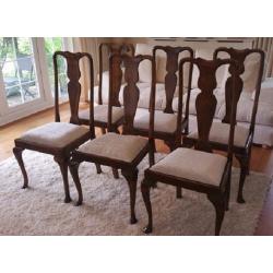 6 Antique High Back Dining Chairs