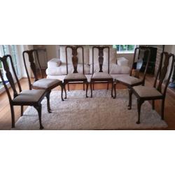 6 Antique High Back Dining Chairs