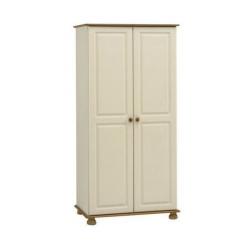 Cream & Pine 2 Door Wardrobe, Assembled, W88 x D57 x H185cm