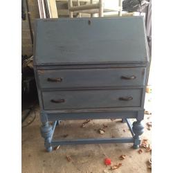 Annie Sloan Greek Blue painted bureau/desk