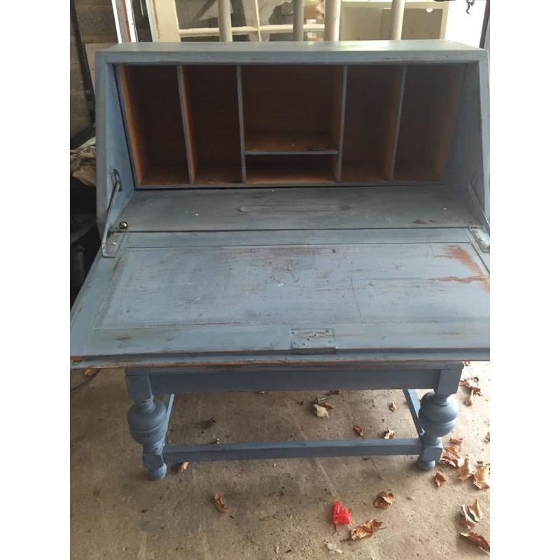 Annie Sloan Greek Blue painted bureau/desk