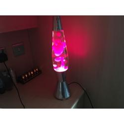 Mathmos "Baby Astro" Lava Lamp - magenta lava with polished chrome base & top - with original box