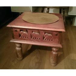 Small wooden side table solid wood elephant design