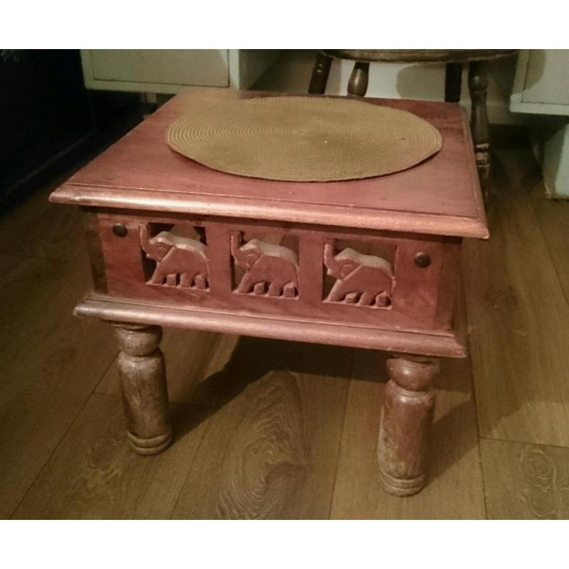 Small wooden side table solid wood elephant design