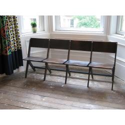 Antique Vintage Solid Oak Folding Church Pews