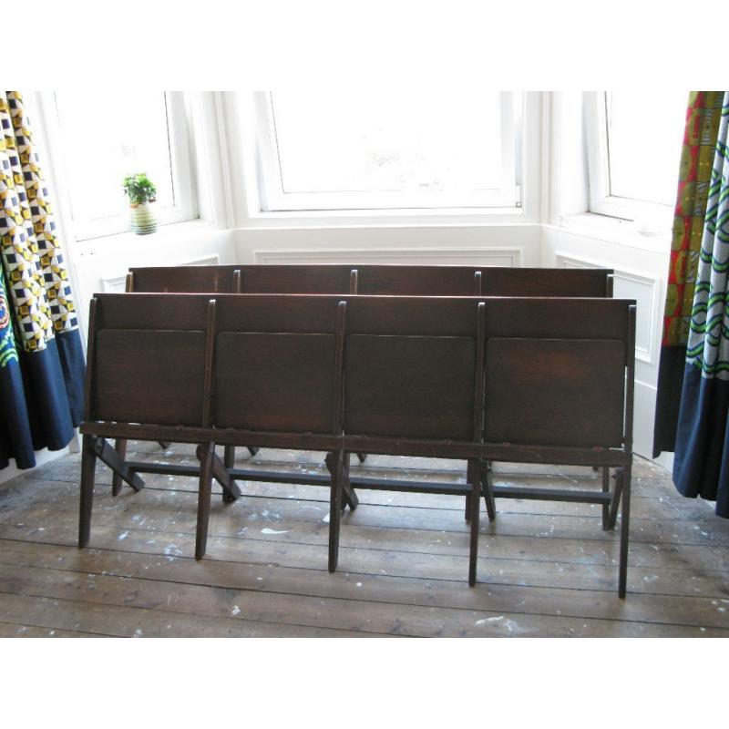 Antique Vintage Solid Oak Folding Church Pews