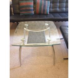 COFFEE TABLE GLASS & CHROME, SQUARE