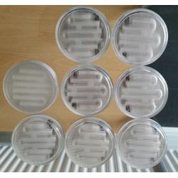 9w GX53 Low Energy compact Fluorescent Lamp, disc shape. 8 pieces. All in working condition.