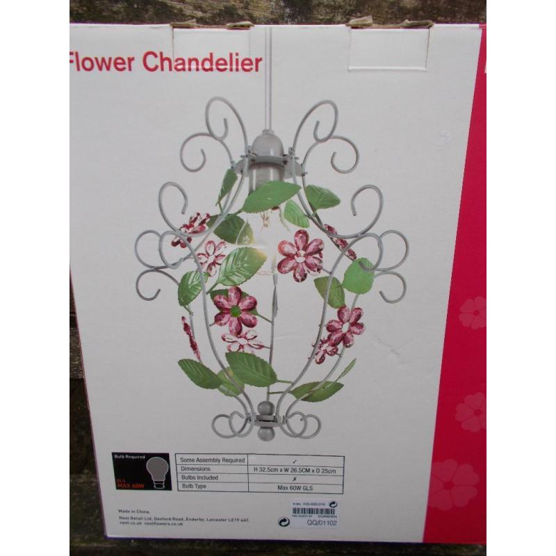 NEXT SHABBY CHIC FLOWER CHANDELIER LIGHT BRAND NEW IN BOX