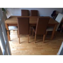 Oak Dining Table (not veneer) & chairs