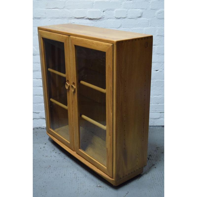 Ercol Windsor 2 door glazed bookcase - blonde finish (DELIVERY AVAILABLE)