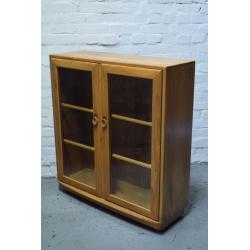 Ercol Windsor 2 door glazed bookcase - blonde finish (DELIVERY AVAILABLE)