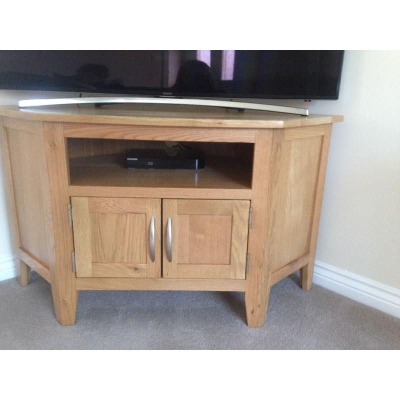 Solid oak corner TV cabinet