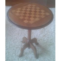 Side table with inlay chessboard top