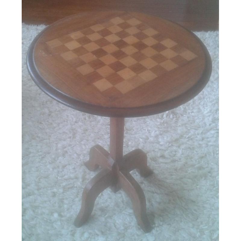 Side table with inlay chessboard top