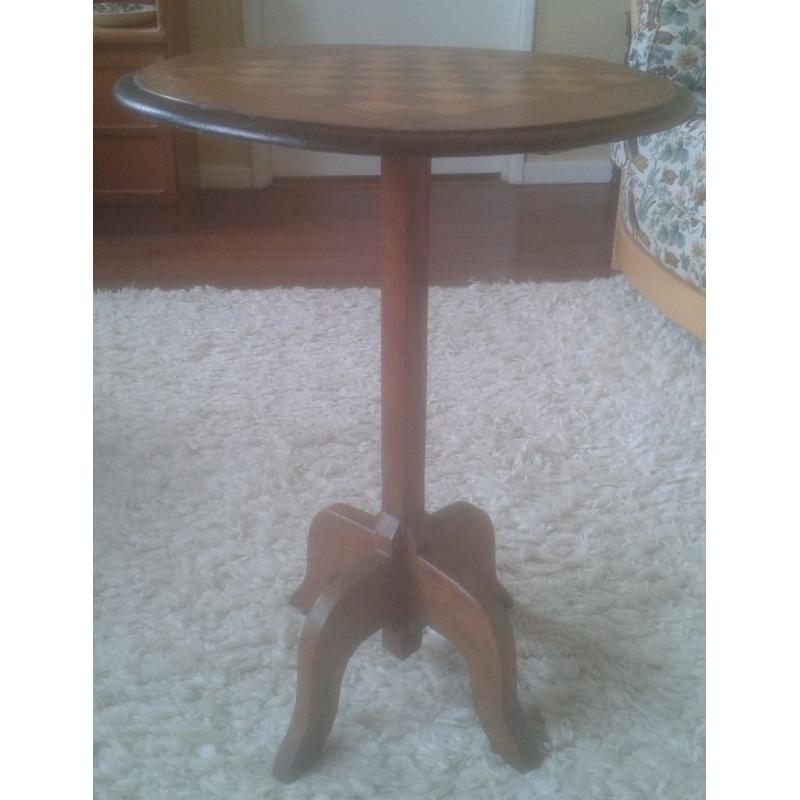 Side table with inlay chessboard top