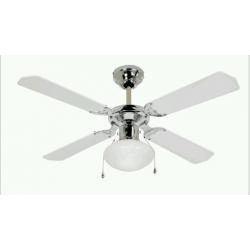 White crome effect ceiling fan and light