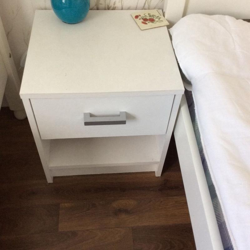 White bedside table