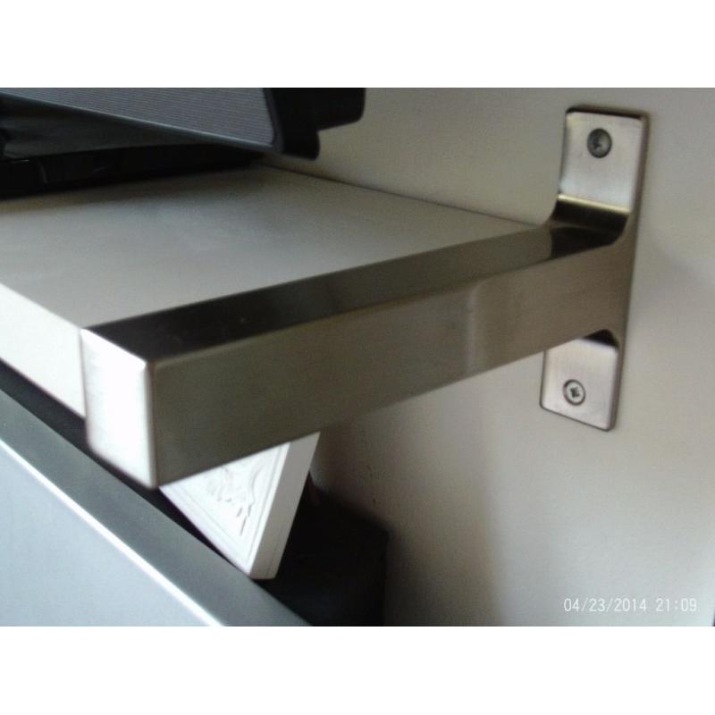 IKEA brushed steel shelf brackets , shelf 80x20cm