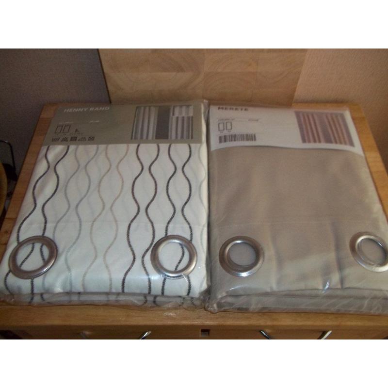 IKEA MERETE PAIR OF CURTAINS AND PAIR OF HENNY RANND CURTAINS DELUX BOTH WIDTH 145cm ,300cm