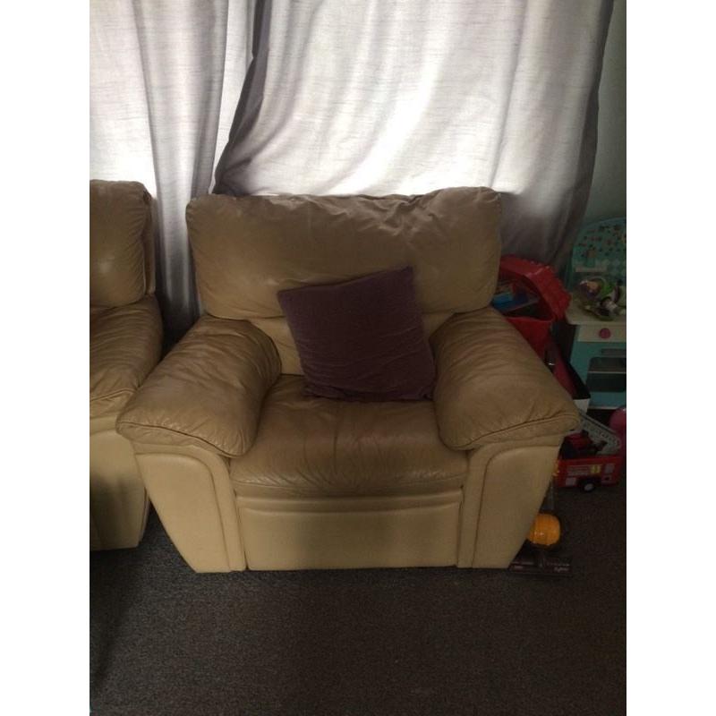 leather couch and 2 reclining chairs