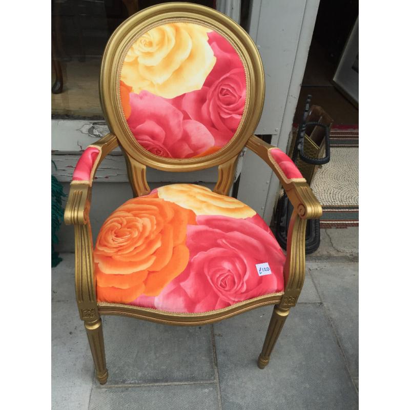 Bedroom chair , covered in modern rose material. In good condition. Made in Italy.