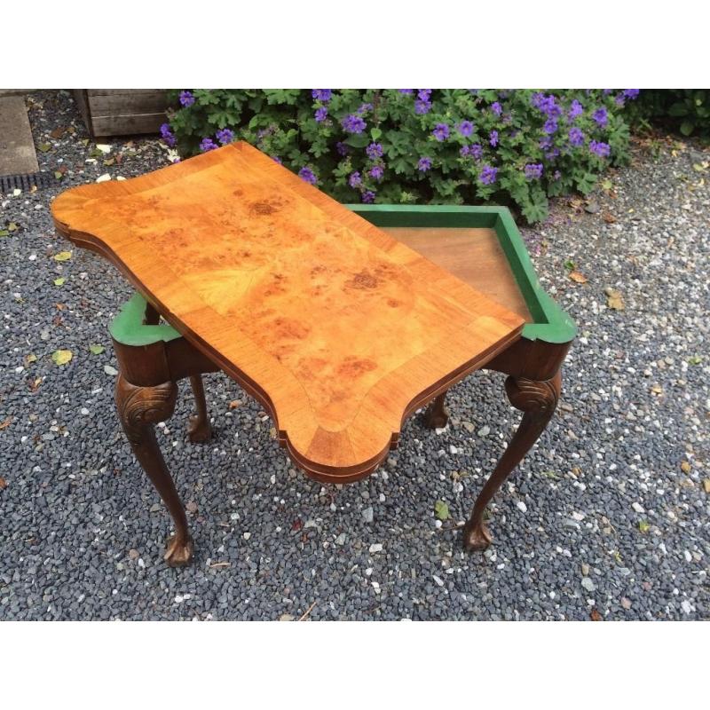 Antique Walnut Laminated Card Table. (reasonable condition)