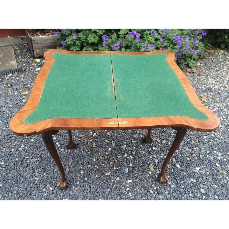 Antique Walnut Laminated Card Table. (reasonable condition)