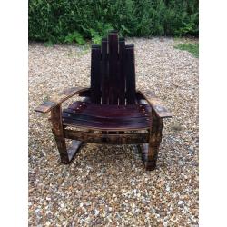 Whisky barrel stave armchair