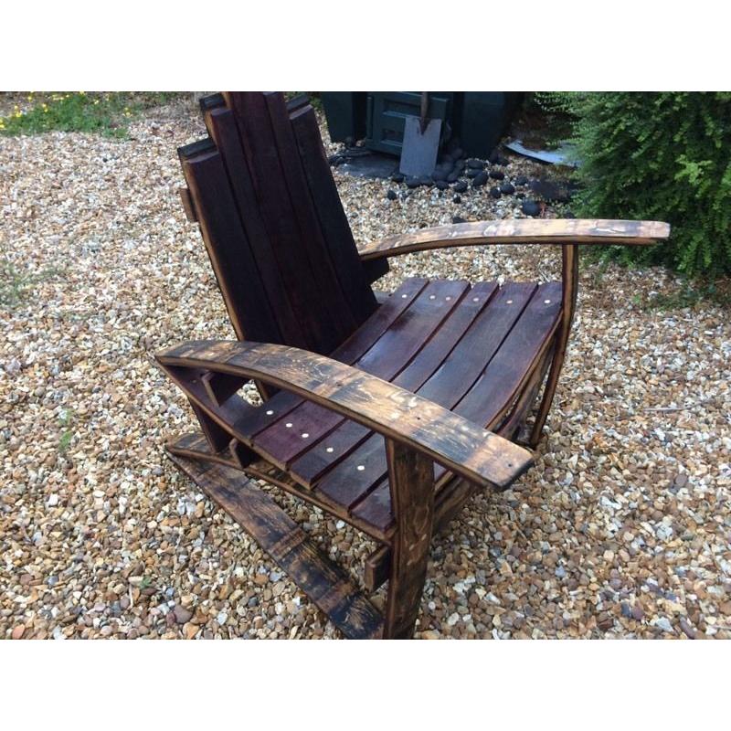 Whisky barrel stave armchair