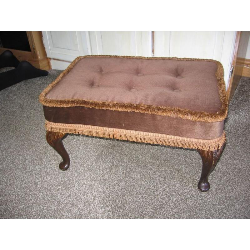 Brown Velour Footstool