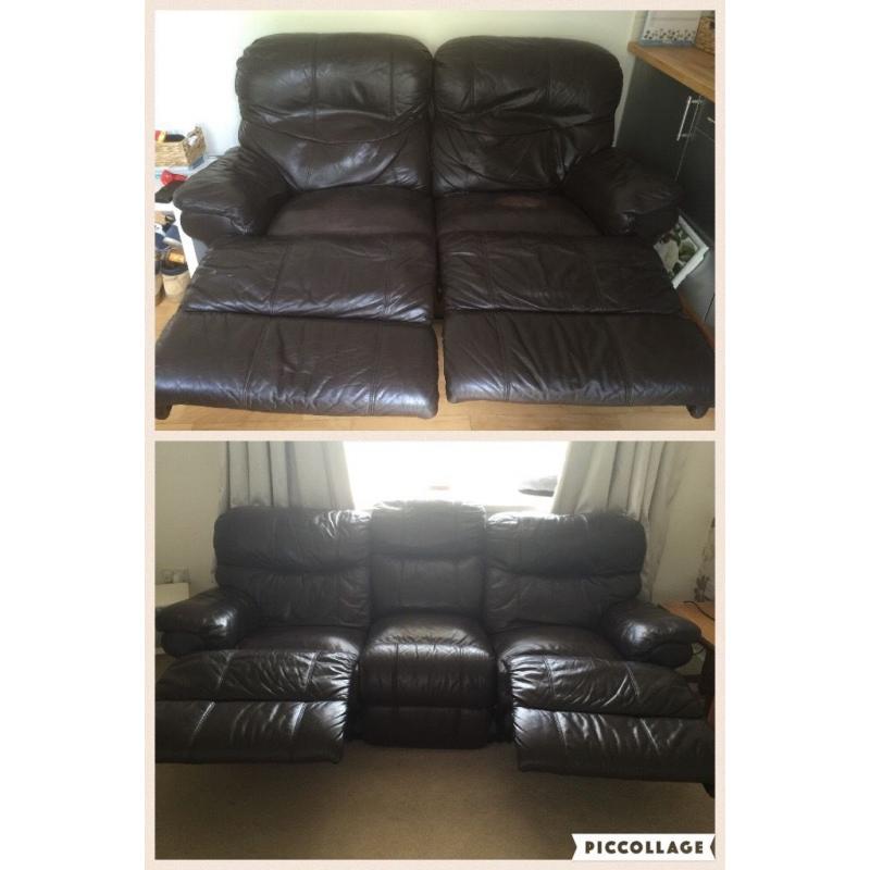 3 Seater and 2 Seater Leather Recliner Sofas