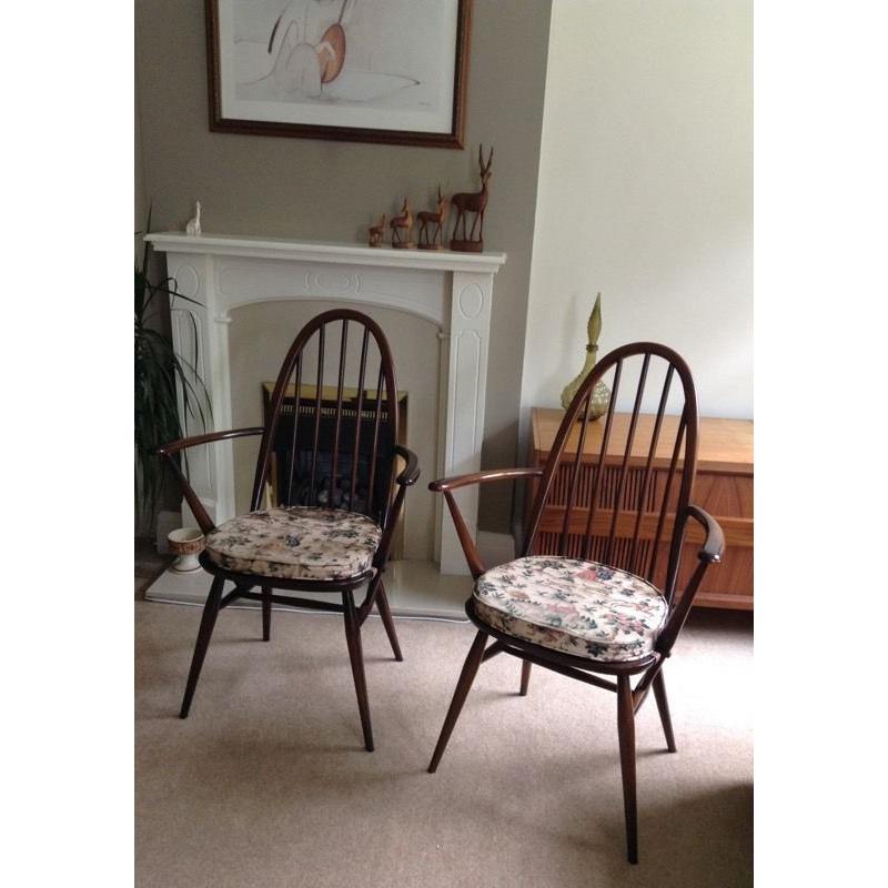 Pair of vintage mid century Ercol chairs