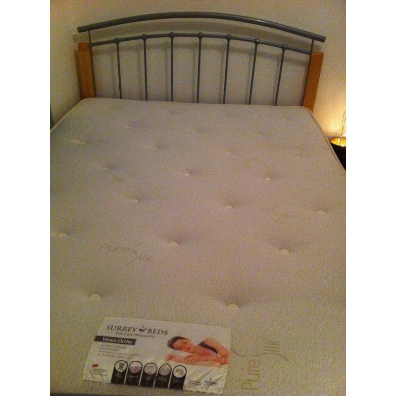 Nearly new double bed with orthopedic mattress