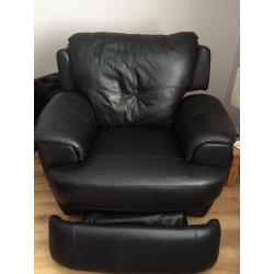 Leather suite with recliner chair