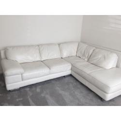 Cream leather corner sofa and 2 seater