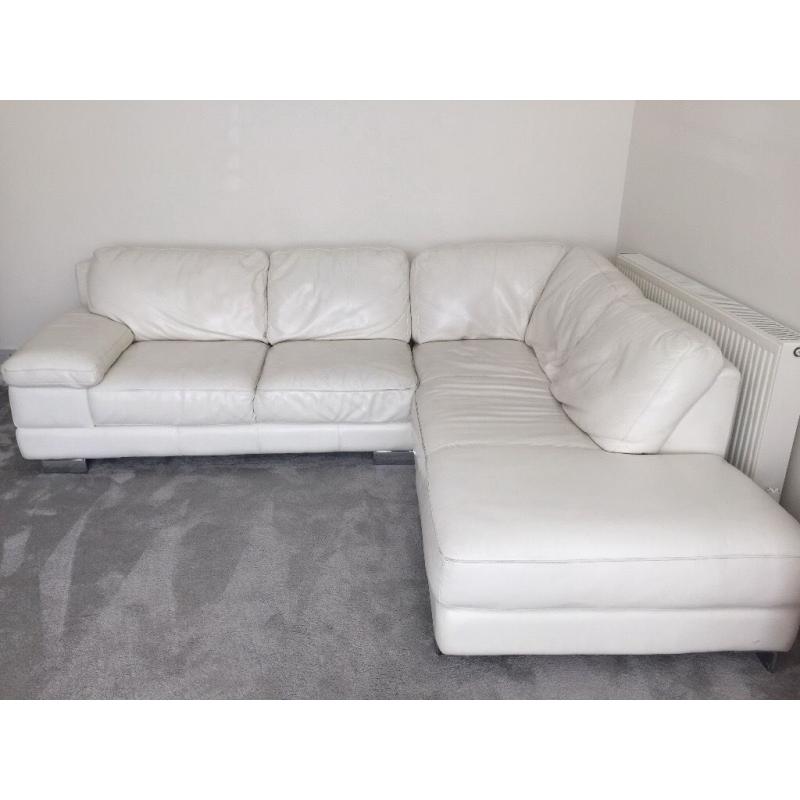 Cream leather corner sofa and 2 seater