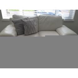 Cream leather corner sofa and 2 seater