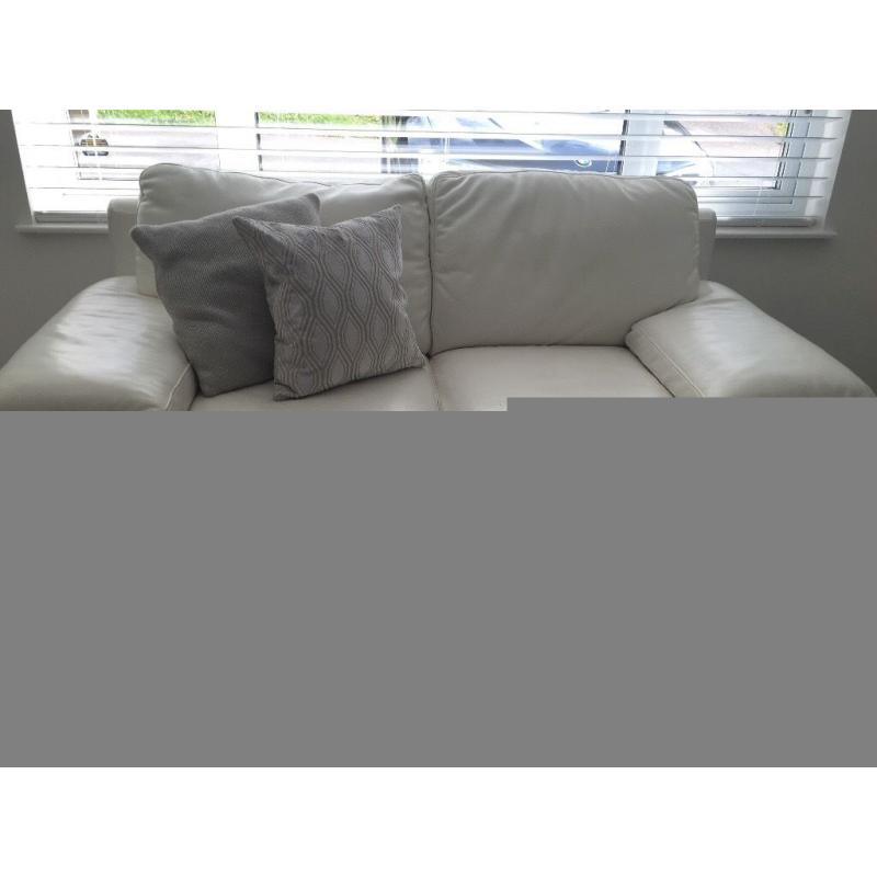 Cream leather corner sofa and 2 seater