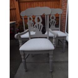 Shabby Chic Large Solid Wood Table and 6 chairs - FRENCH LINEN - A. SLOAN - Grey