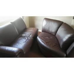 Leather corner sofa and foot rest